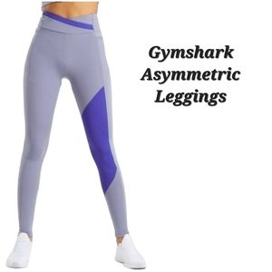 Gymshark Asymmetric Leggings Steal Blue Indigo Crossover Waistband Size Medium